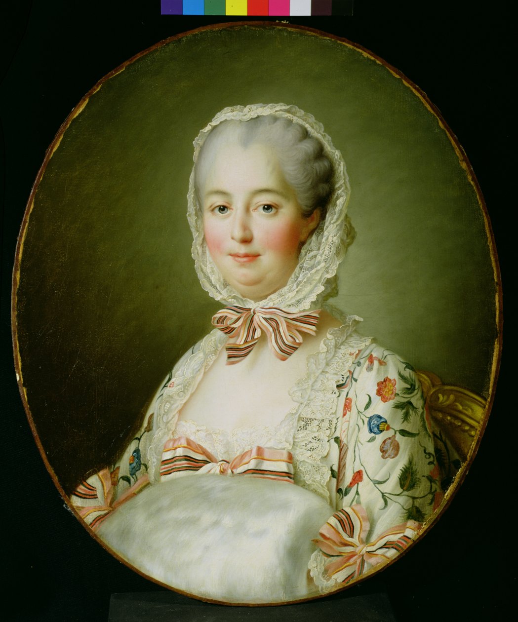 Portret van Madame de Pompadour met een Bontmof (1721-64) 1763-64 door Francois Hubert Drouais