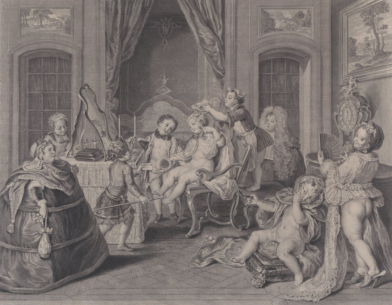 Kinderspelen Jeux des Enfants, 1731 door Francois Bernard Lepicie