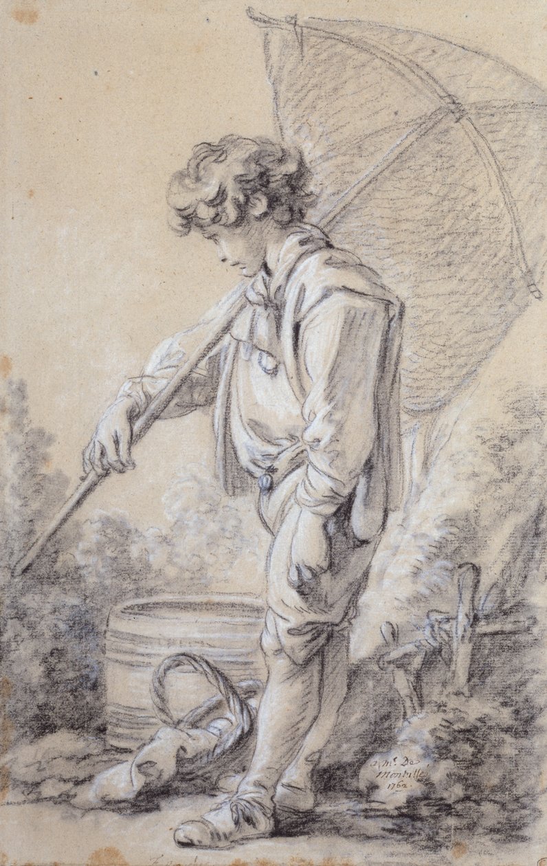 Een jongen met een net door François Boucher
