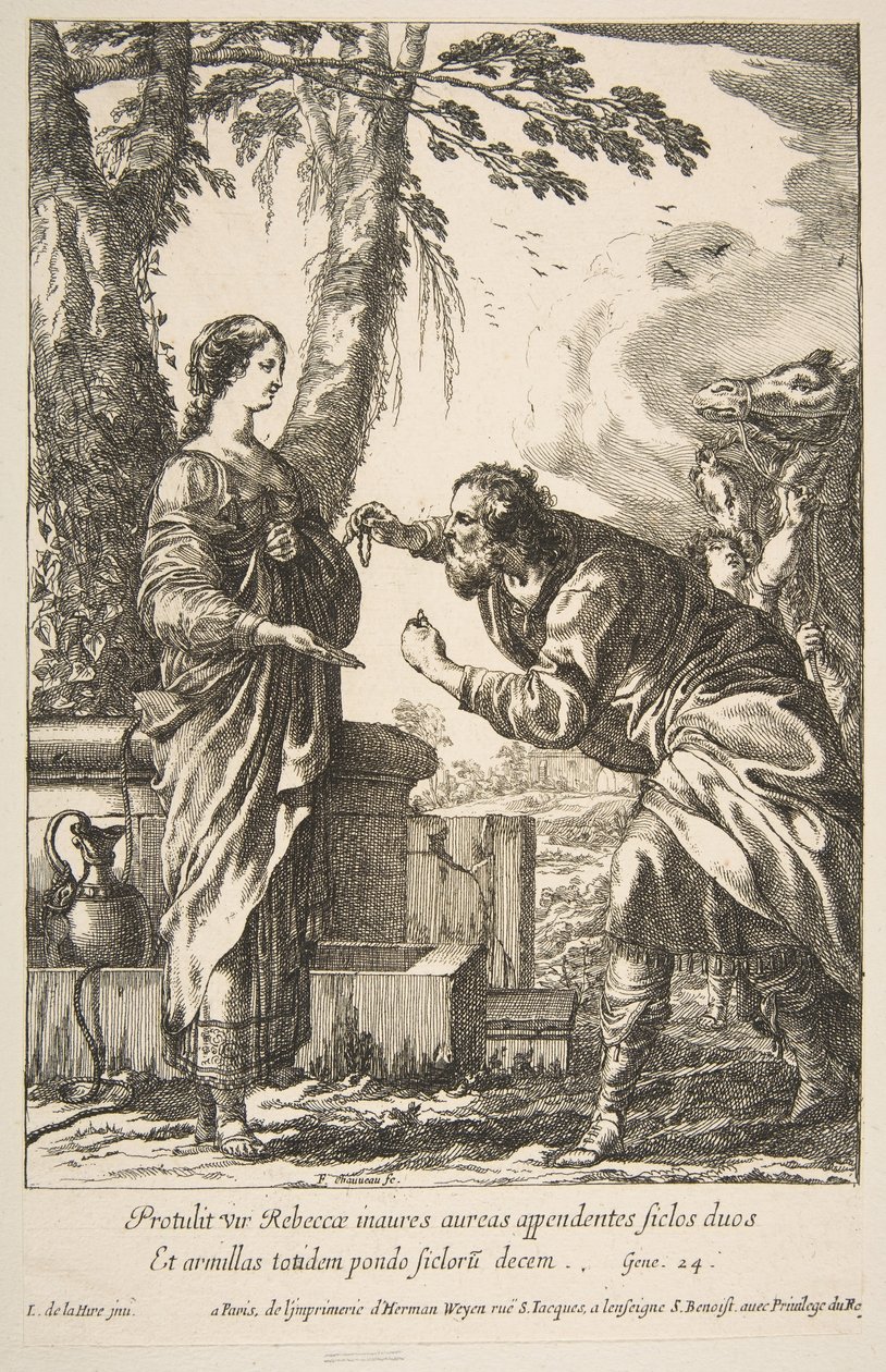 Rebecca en Eliezer door Francois Chauveau