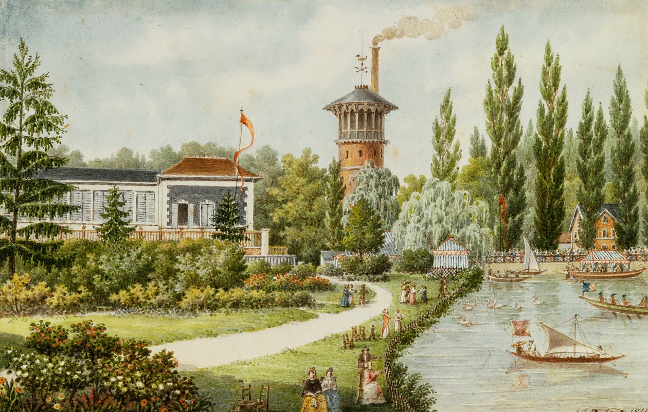 Een recreatiepark buiten Parijs, 1846 door Francois Debret