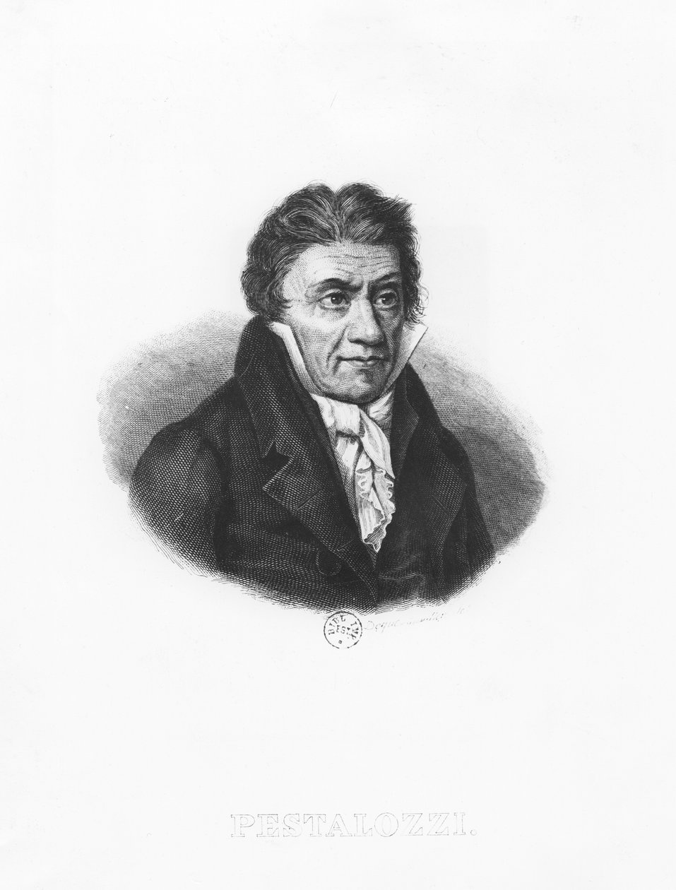 Portret van Johann Heinrich Pestalozzi door Francois Dequevauviller