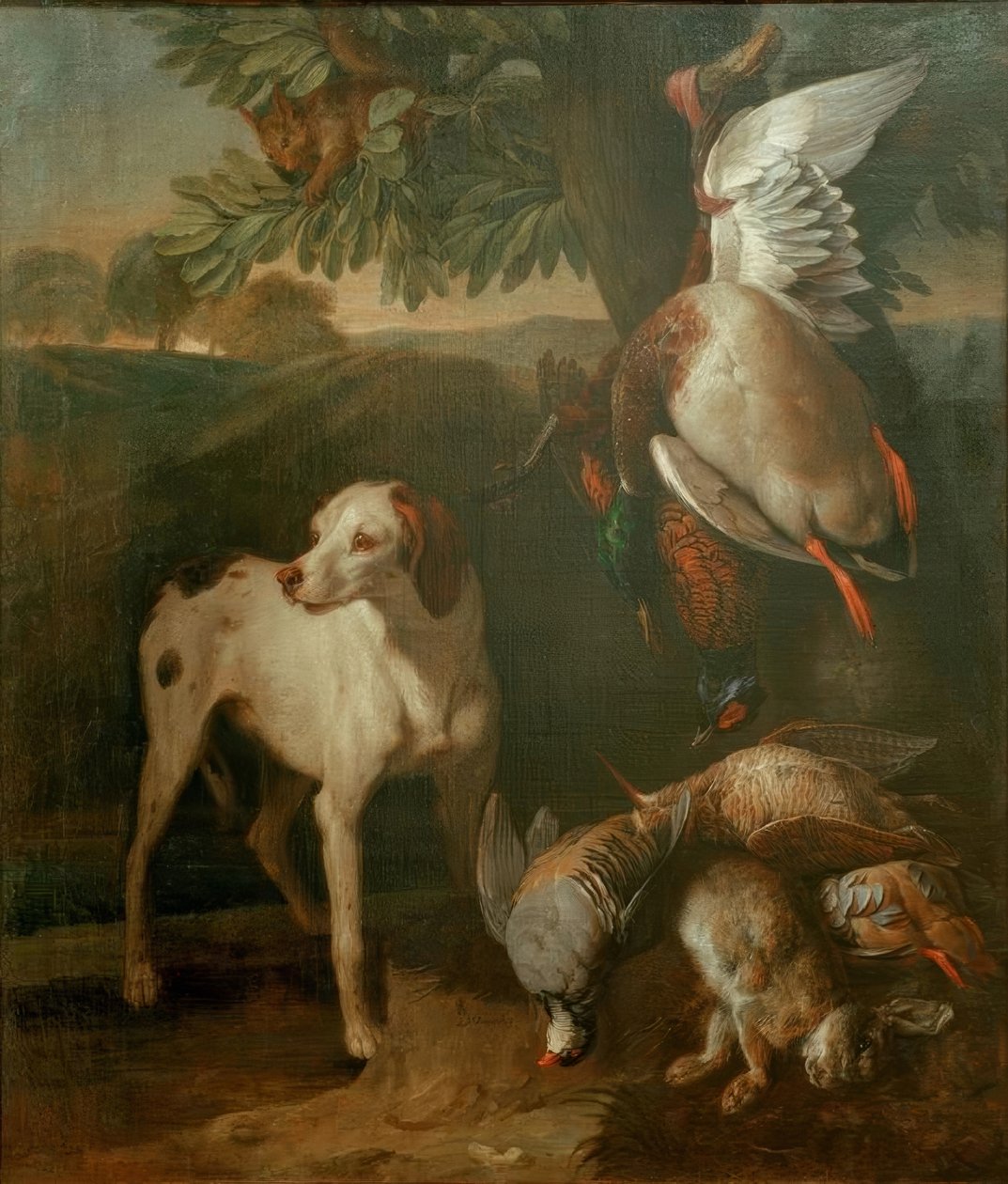 Hond en wild door Francois Desportes