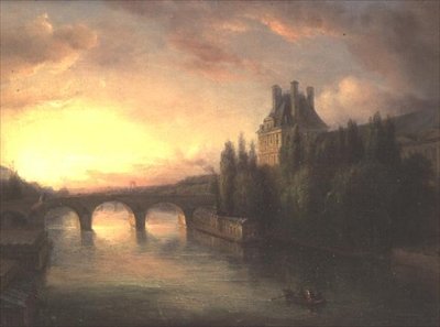 Uitzicht op de Seine door Francois Edme Ricois