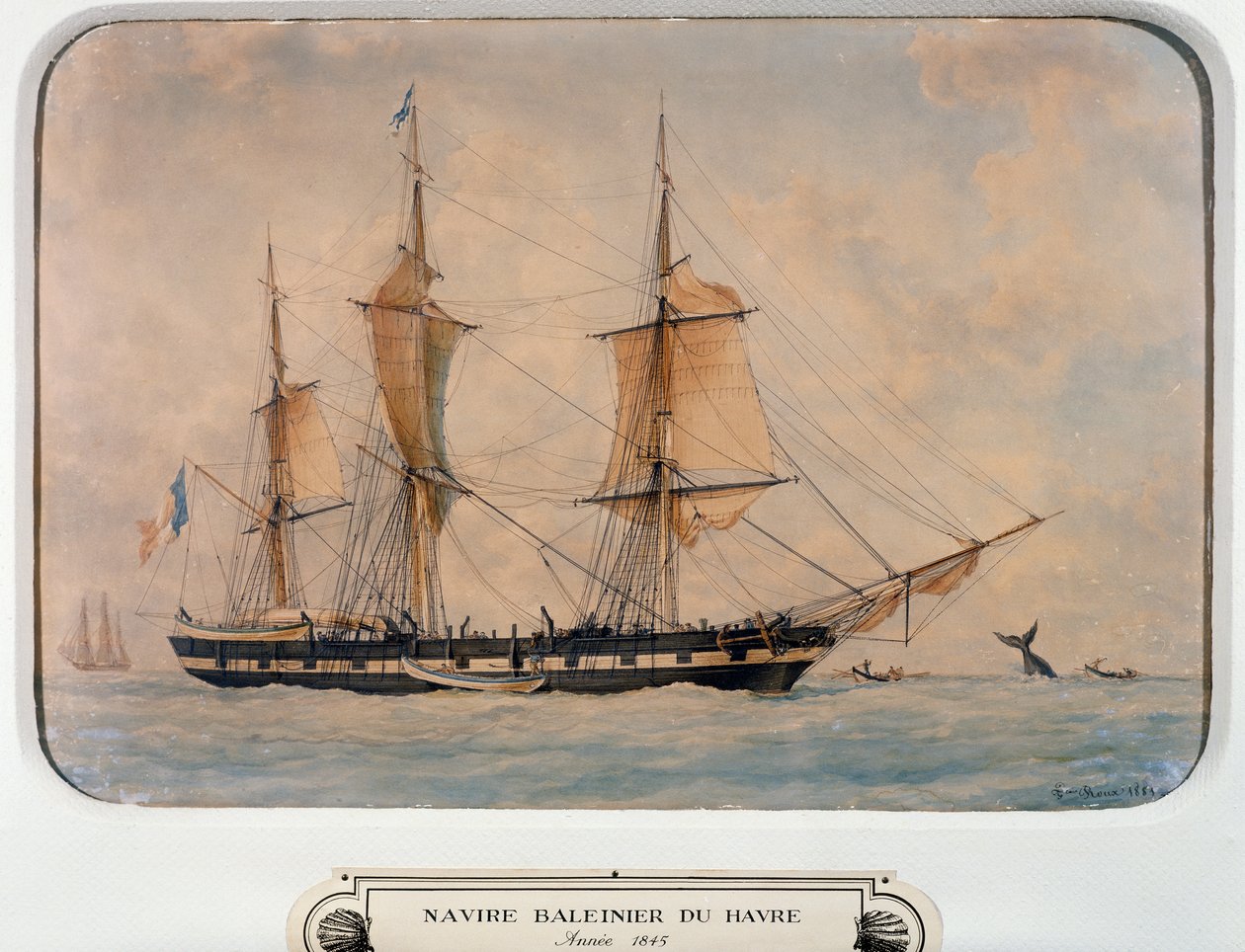 Walvisvaarder in Havre door Francois Geoffroy Roux