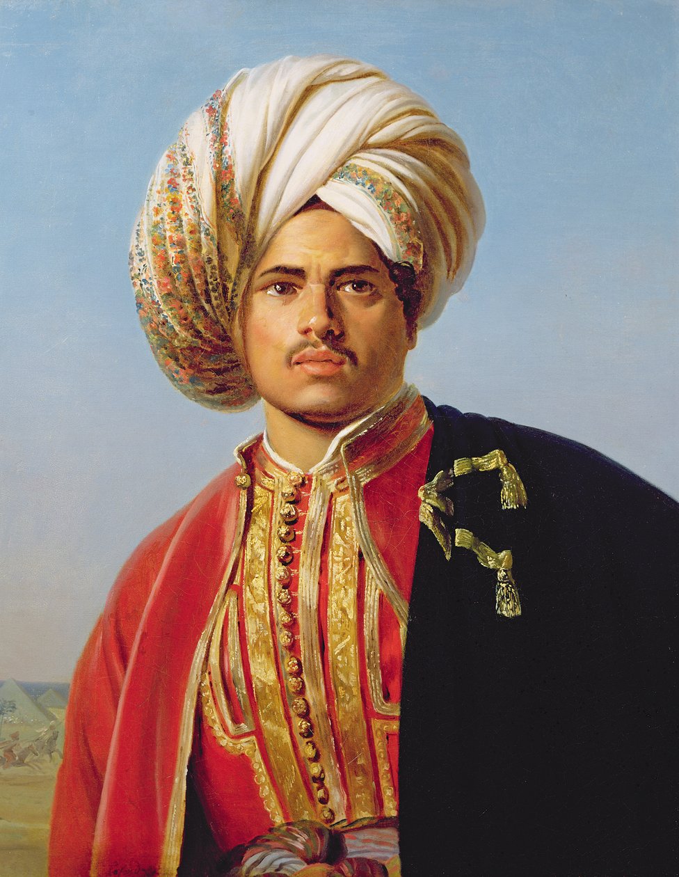 Ottomaanse krijger met tulband door Francois Henri Alexandre La Fond