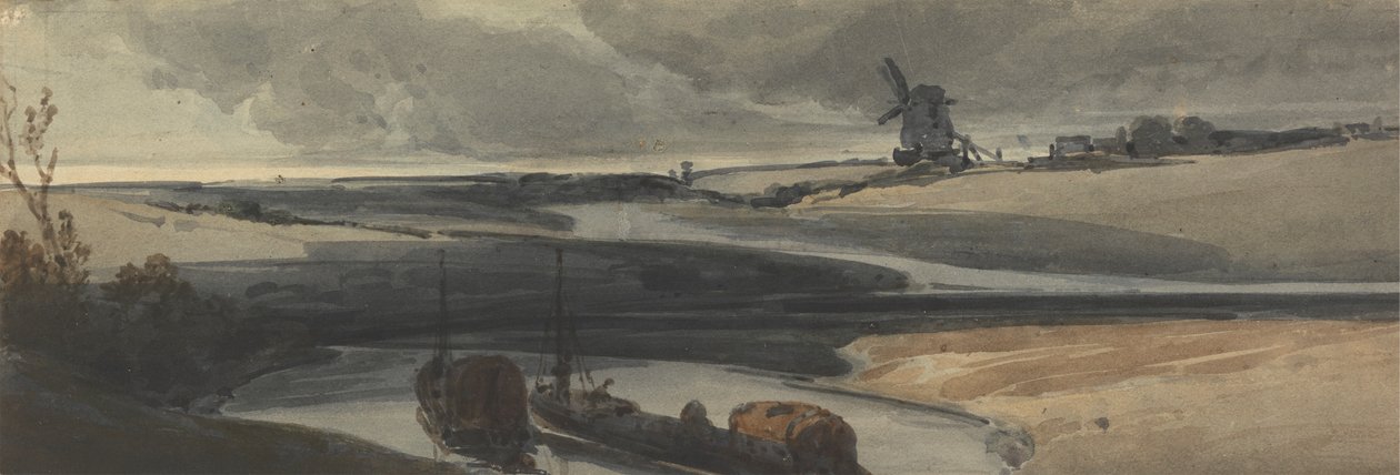 Een Franse kanaalscène door Francois Louis Thomas Francia