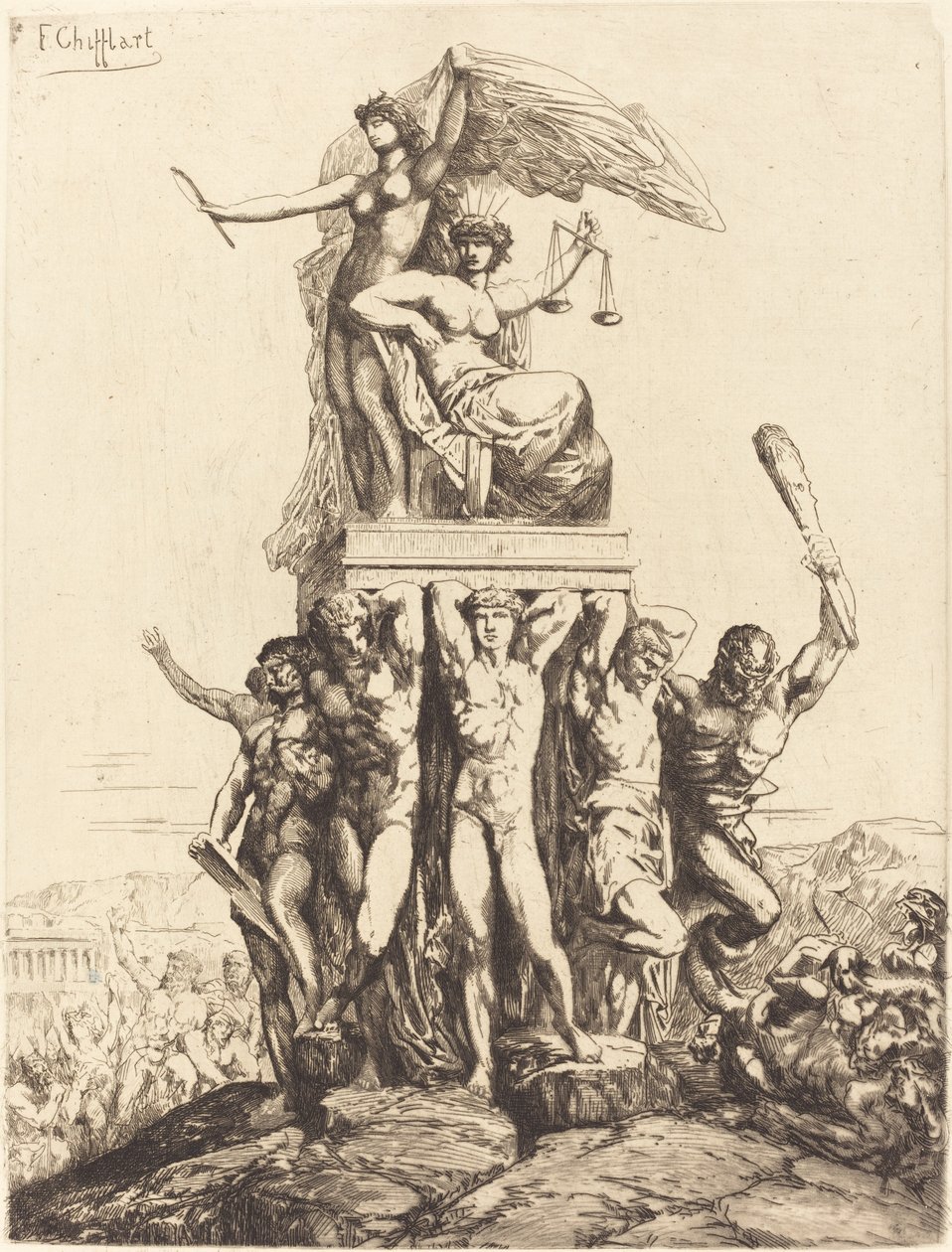 De triomf van gerechtigheid en waarheid door Francois Nicolas Chifflart