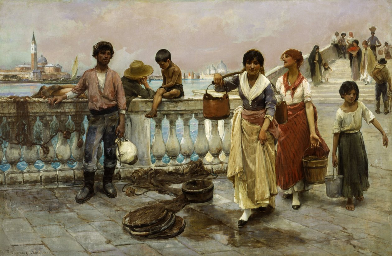 Waterdragers, Venetië door Frank Duveneck