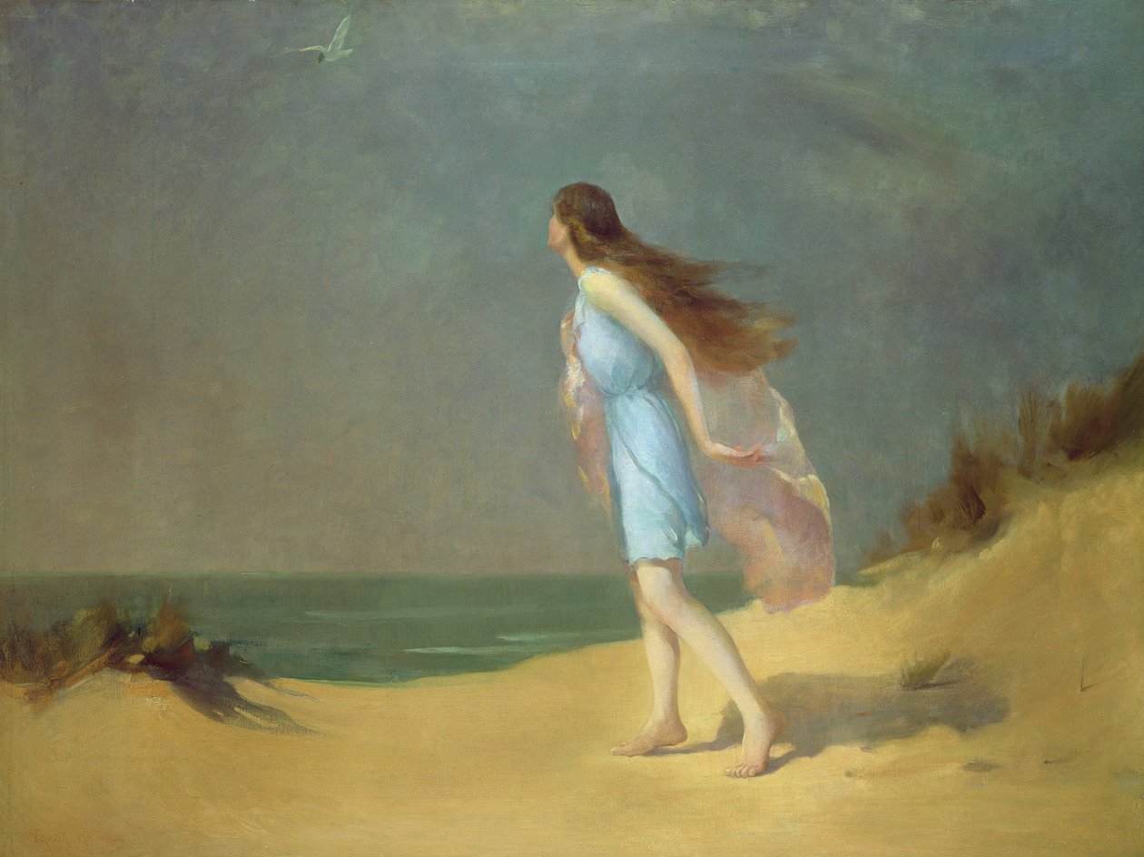 Meisje op het strand door Frank Richards