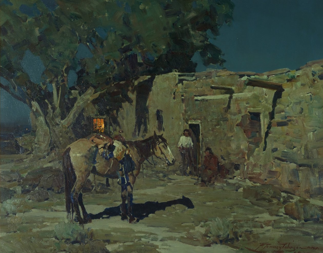 In Oud Isleta, 1935 door Frank Tenney Johnson