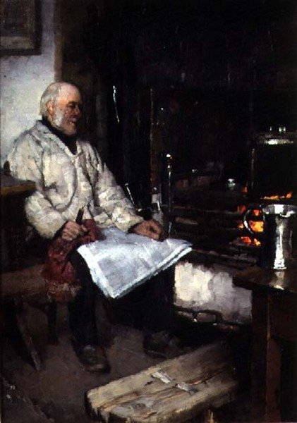 Winter door Frank Bramley