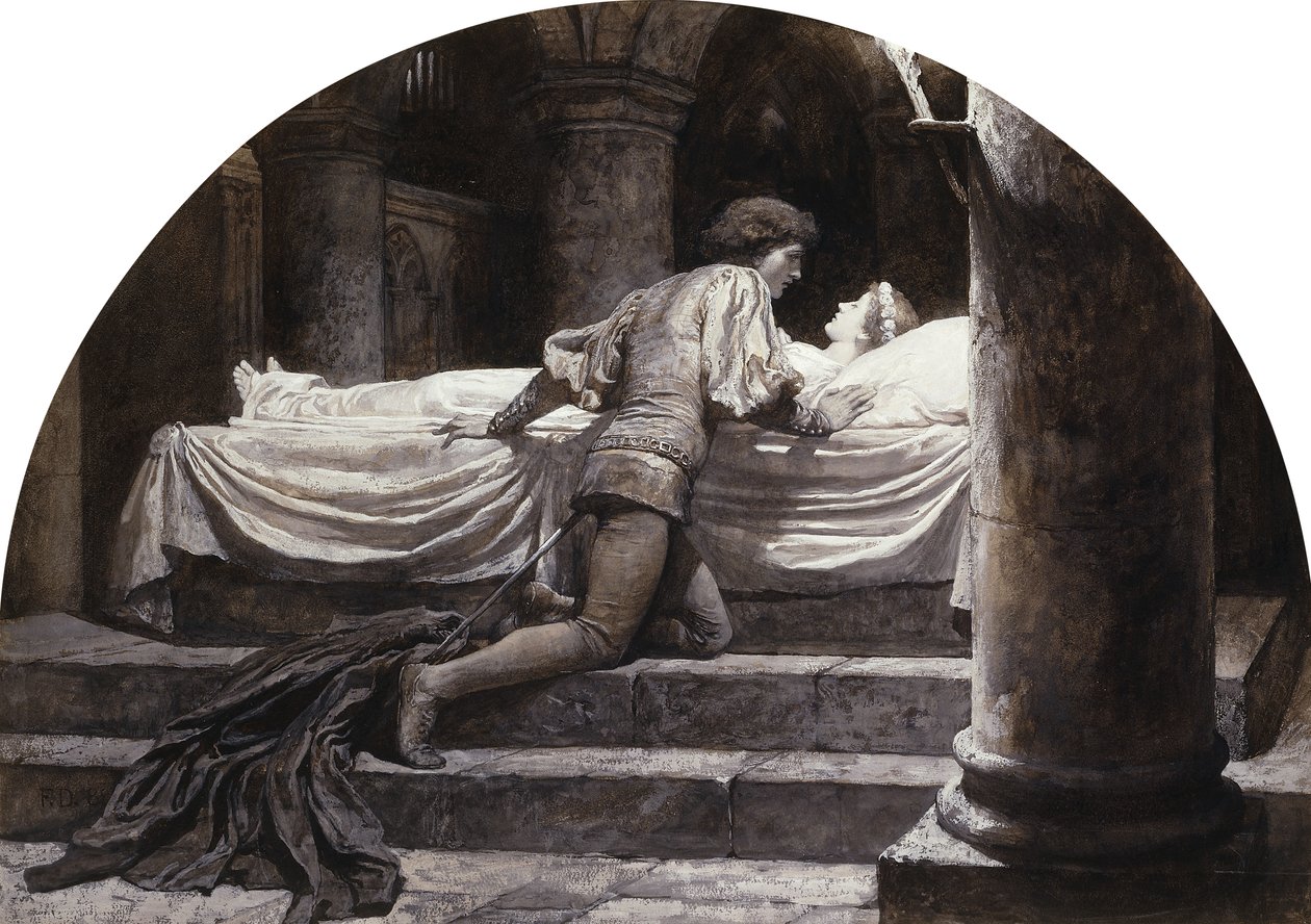 Scènes uit Romeo en Julia: Het graf door Frank Dicksee