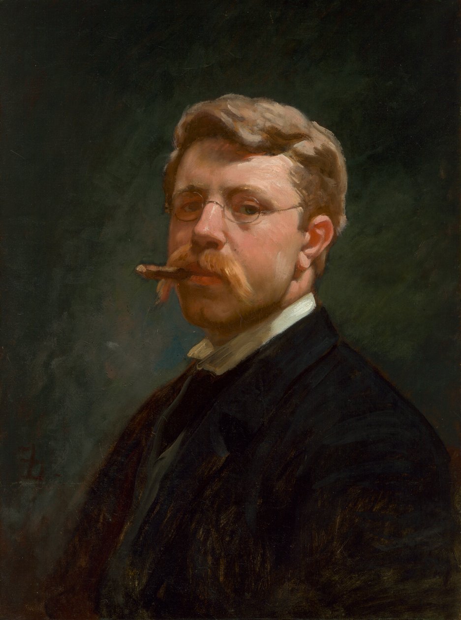 Frank Duveneck Zelfportret, ca. 1890 door Frank Duveneck