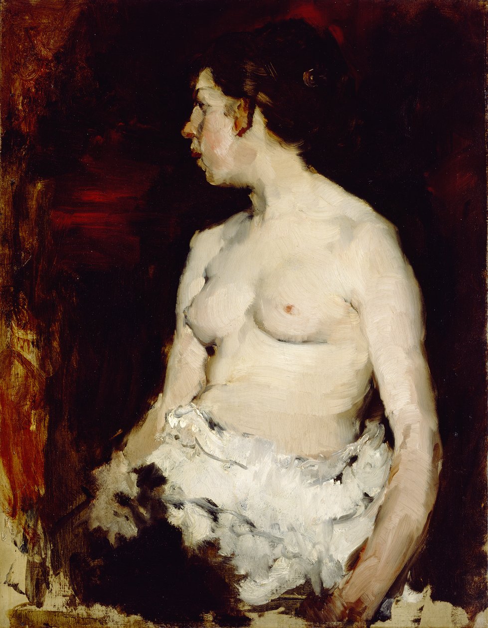 Zittende naakt door Frank Duveneck