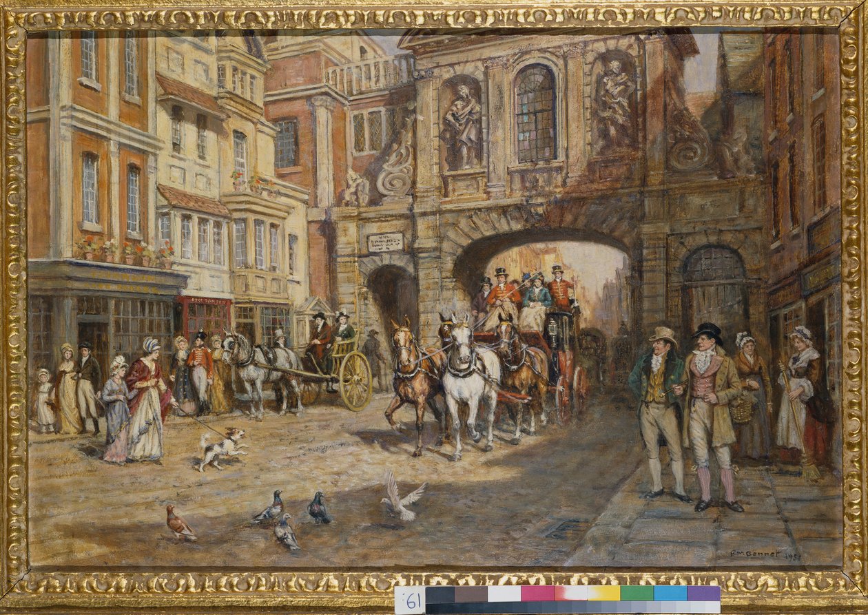 De Royal Mail passeert Temple Bar door Frank Moss Bennett