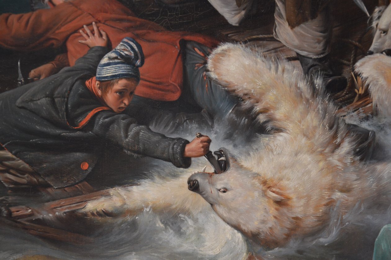 Gevecht met ijsberen door François Auguste Biard