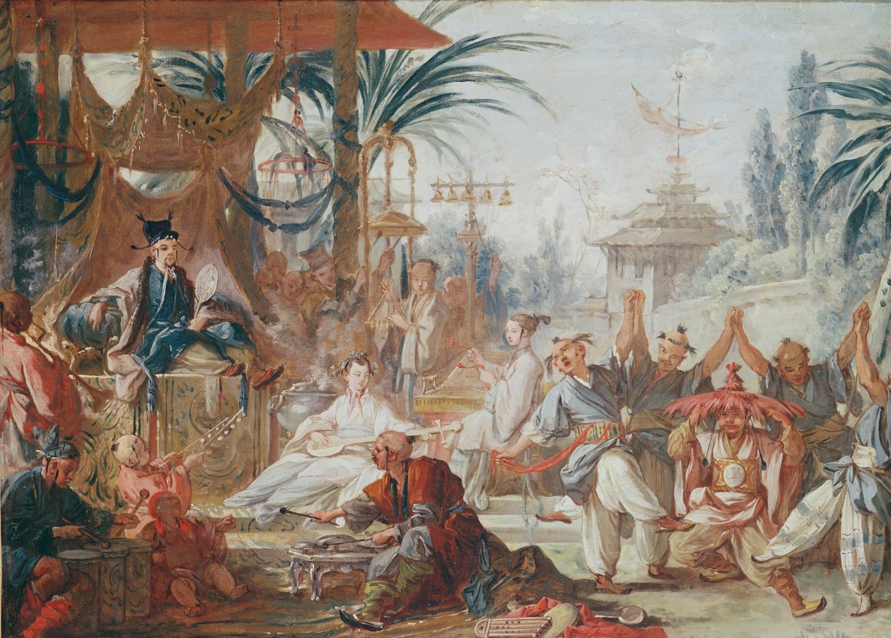 Chinoiseries: Danse Chinoise (voorbereidende studie voor een wandtapijt), c.1742 door François Boucher