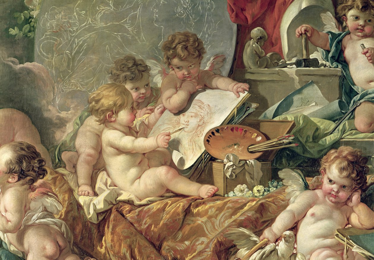Genius die de Kunsten onderwijst, 1761 (detail) door François Boucher