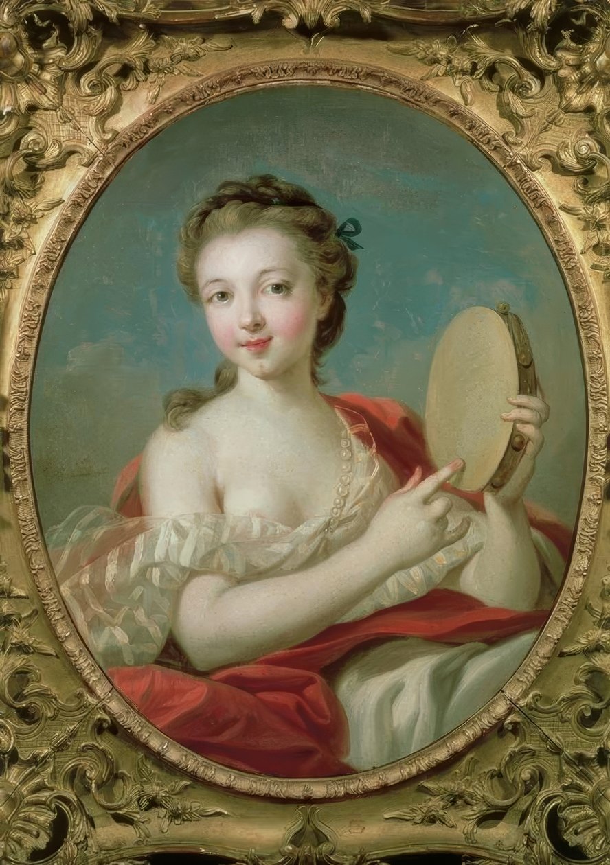 Jonge vrouw met tamboerijn door François Boucher