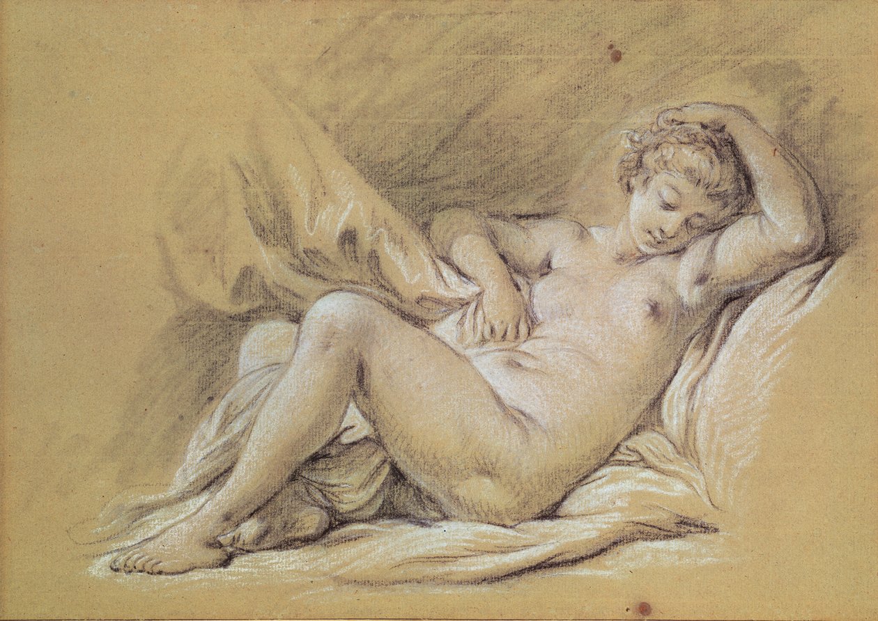 Naakte Vrouw op een Bed door François Boucher