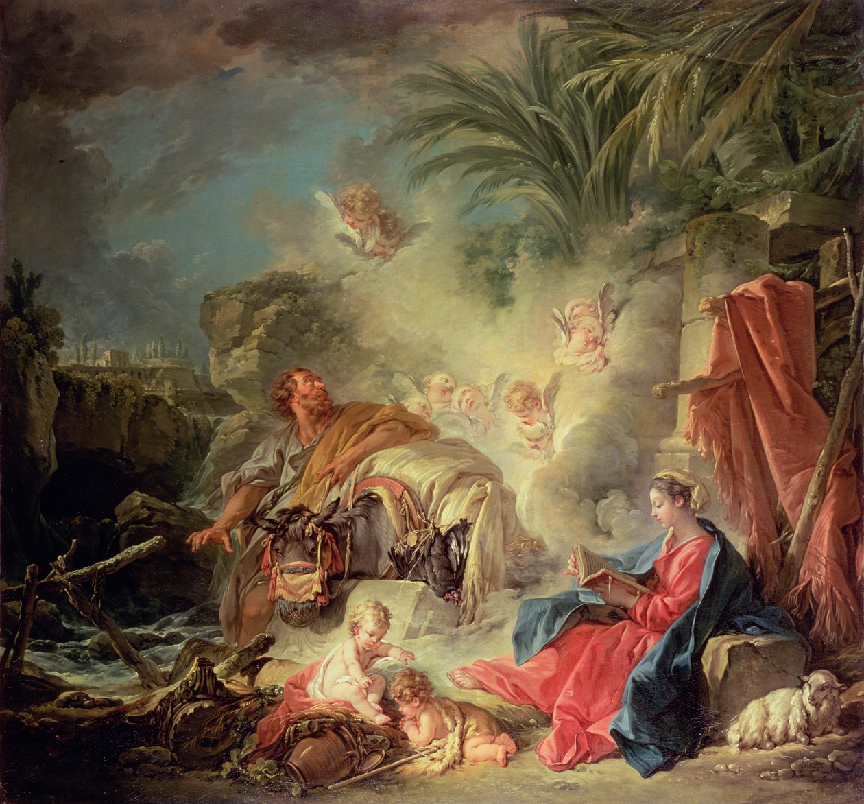 De rust tijdens de vlucht naar Egypte door François Boucher