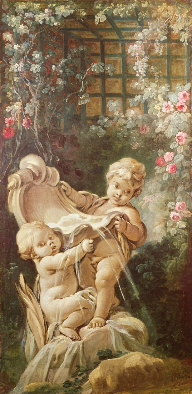 Twee Geliefden bij een Fontein, ca. 1750-65 door François Boucher