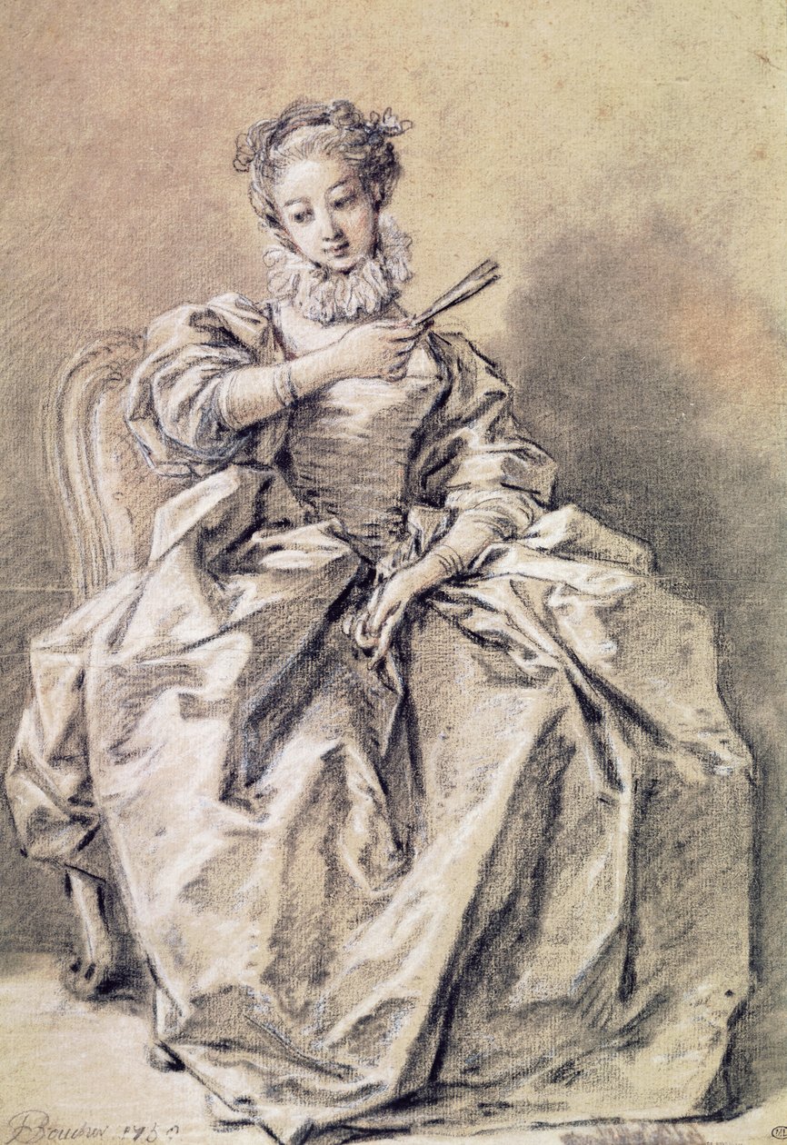 Vrouw in Spaanse klederdracht door François Boucher