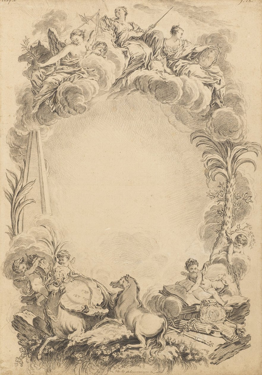 Ontwerp voor een Wapenschild ter Ere van William Earl Cowper (ca. 1665-1723) door François Boucher