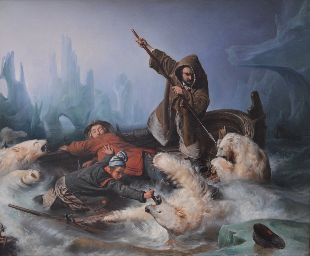 Gevecht met ijsberen door François Auguste Biard
