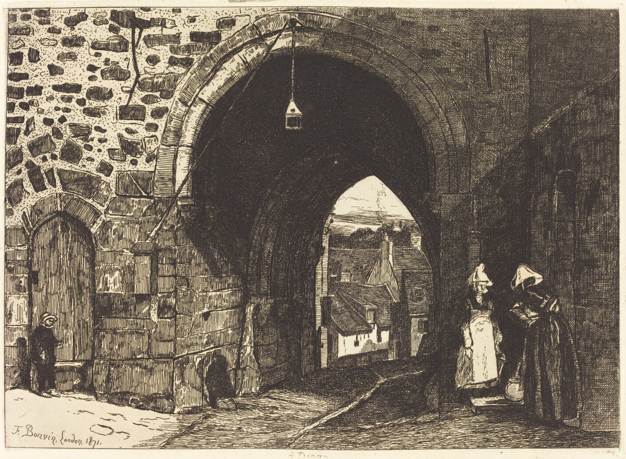 De poort van St. Malo in Dinan door François Bonvin