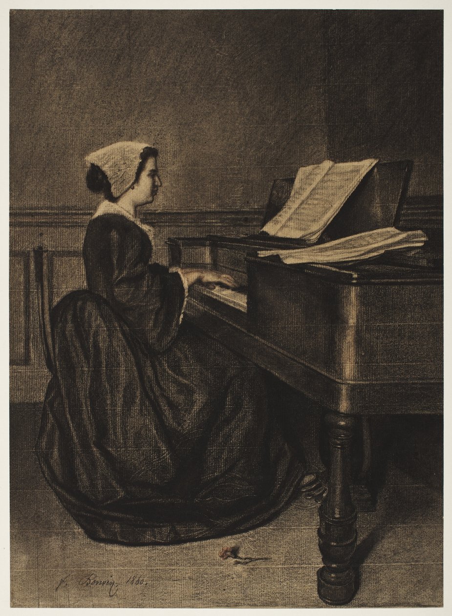 Vrouw bij het Spinet door François Bonvin