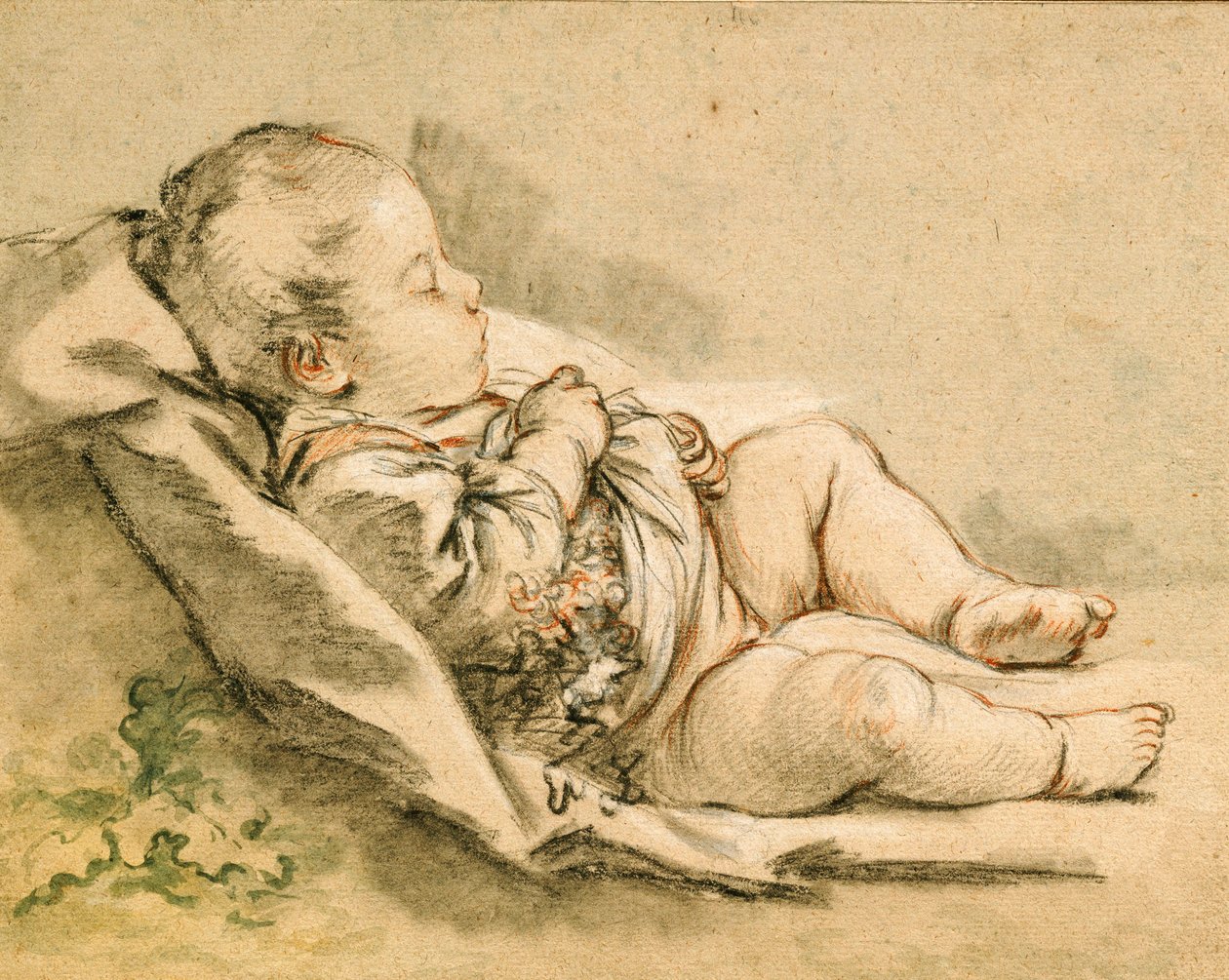 Een Slapende Baby door François Boucher