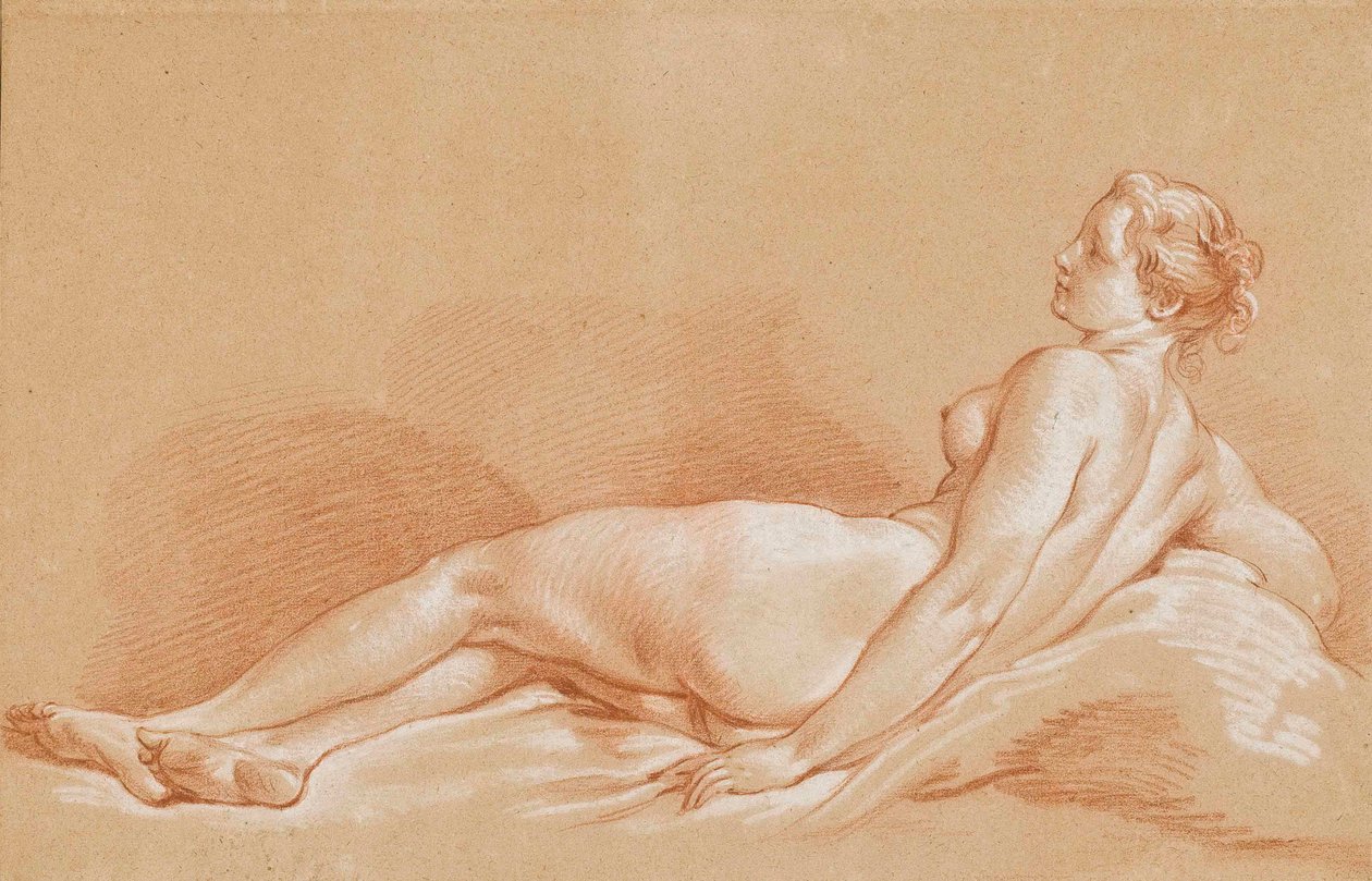 Boucher - Liggende jonge vrouw door François Boucher