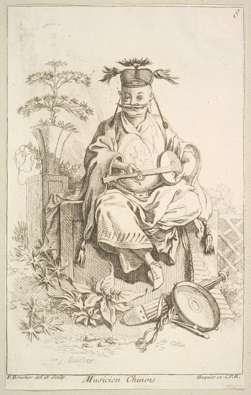 Chinese Muzikant, 1738-45 door François Boucher