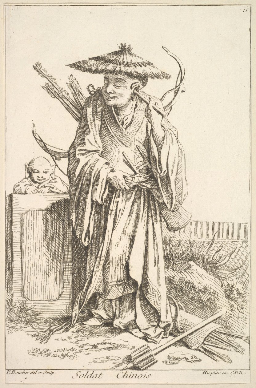Chinese soldaat, 1738-45 door François Boucher
