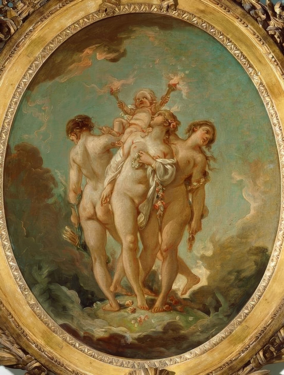 De drie Gratiën met Amor door François Boucher