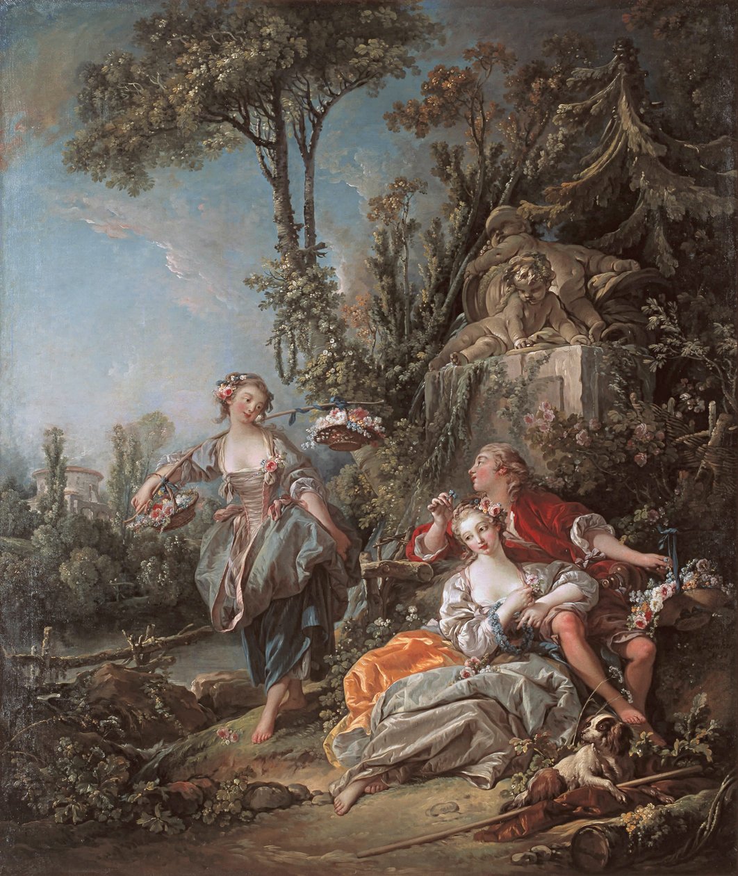 Liefhebbers in een park door François Boucher