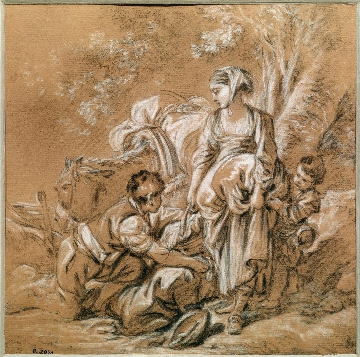 Boerin en haar kinderen door François Boucher