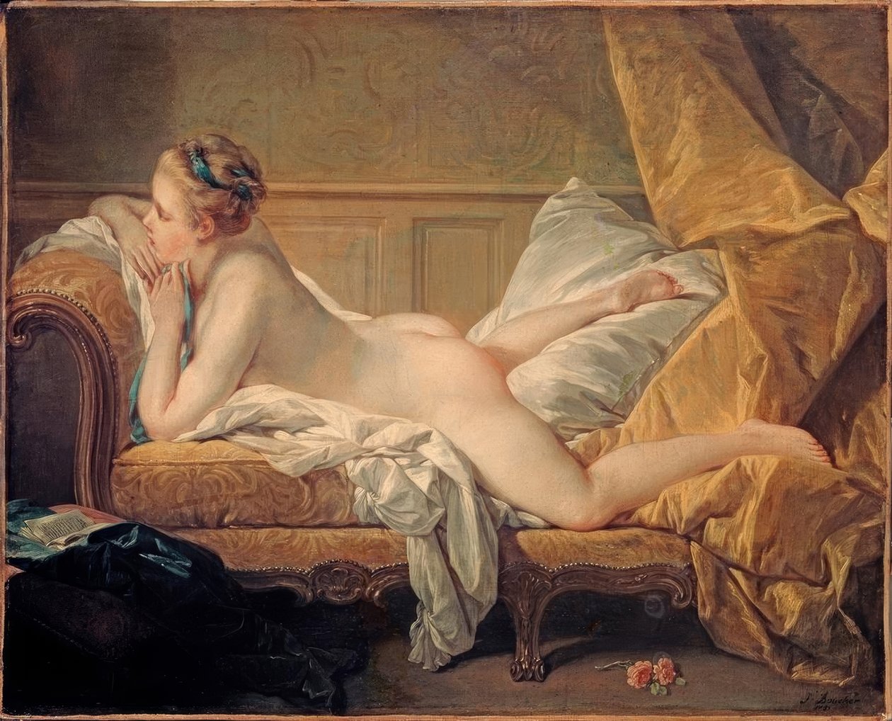 Rustend meisje door François Boucher