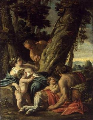 Sater en nimf door François Boucher