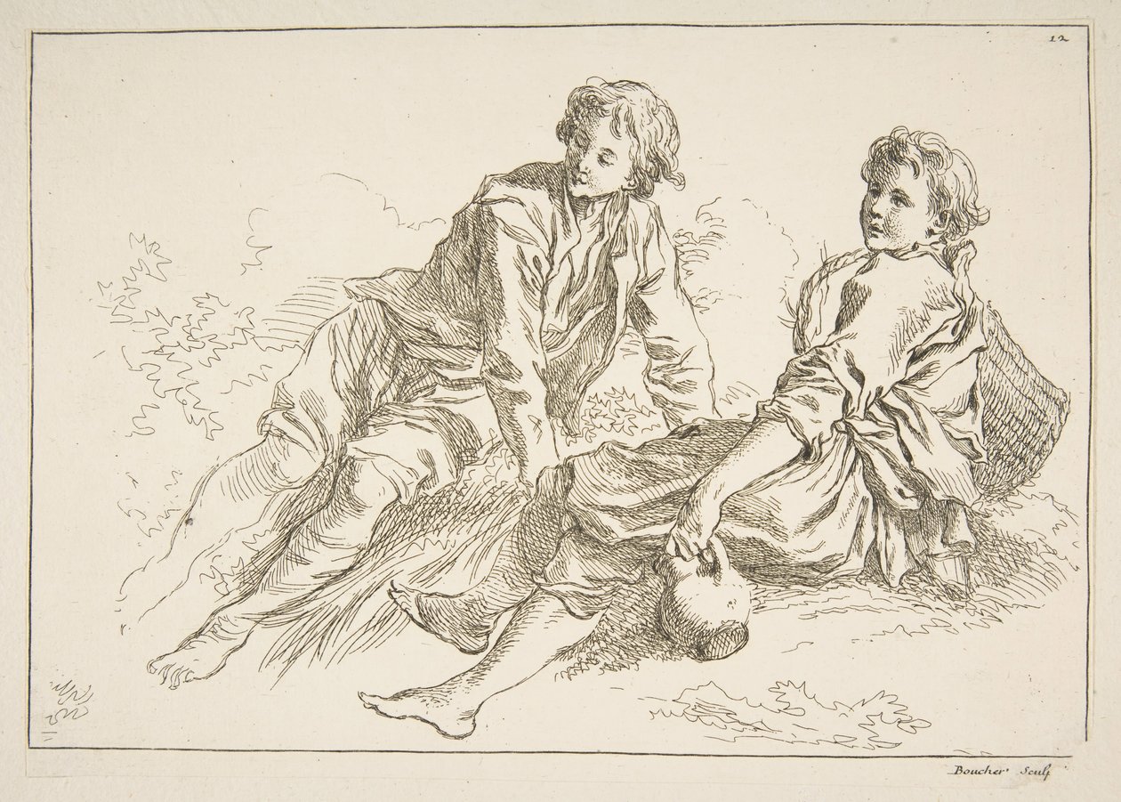 Blad met schetsen, 1753 door François Boucher