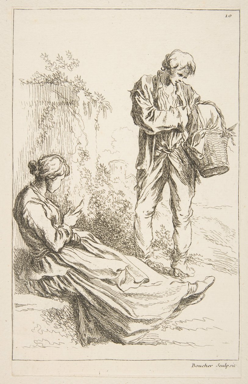 Blad met Schetsen door François Boucher