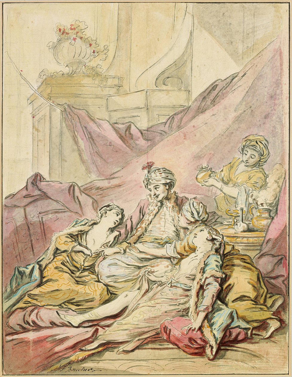 De pasja in zijn harem, ca. 1735-1739 door François Boucher