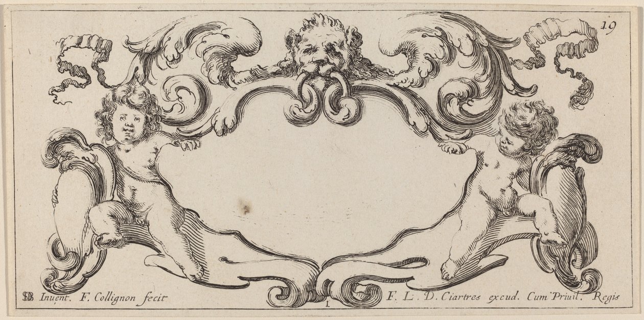 Cartouche door François Collignon after Stefano Della Bella