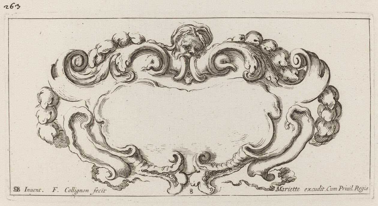 Cartouche door François Collignon after Stefano Della Bella