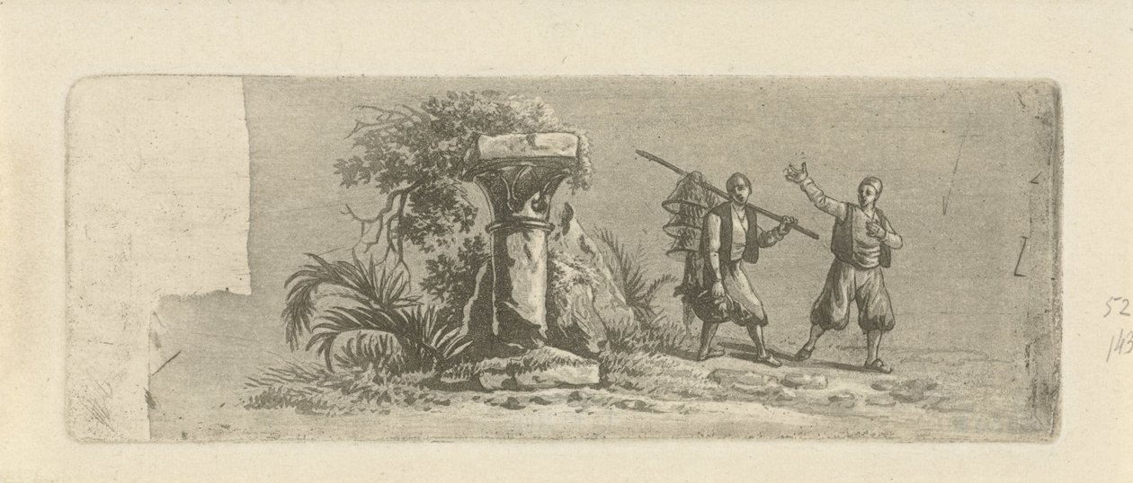 Landschap met twee Griekse vissers door François Joseph Pfeiffer (II)