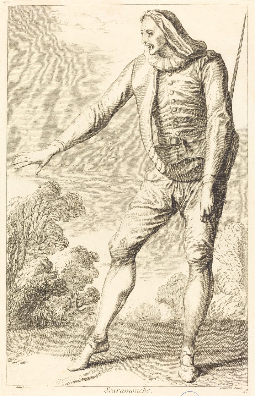 Scaramouche door François Joullain after Claude Gillot