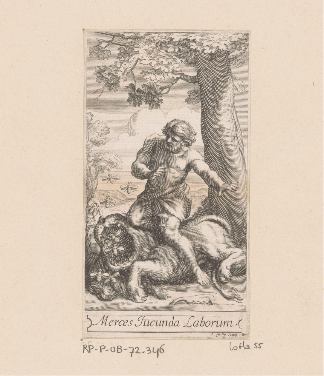 Samson en de leeuw door François de Poilly (I)