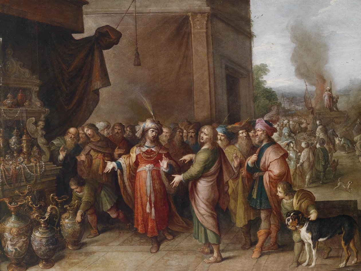 Croesus toont Solon zijn schatten door Frans II Francken the Younger